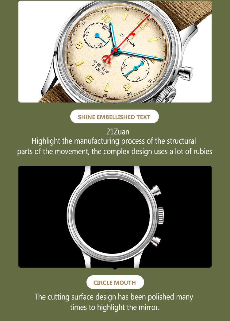 RED STAR 38mm Men's 1963 Chronograph Mechanical Watch – Pilot Air Force Aviation with Seagull ST1901 Movement & Sapphire Glass