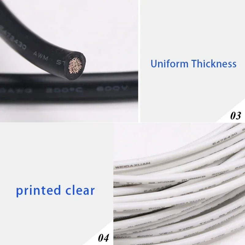 UL3135 Silicone Wire Cable (2–10M) – High Temp Tinned Copper Electrical Wire 10–30 AWG
