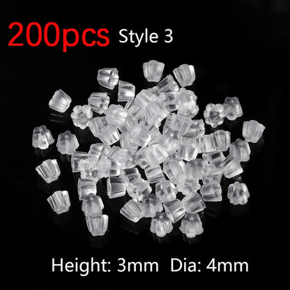 100-200PCS Rubber Earring Backs & Fishhook Ear Stoppers for Jewelry Making and DIY Earring Repairs