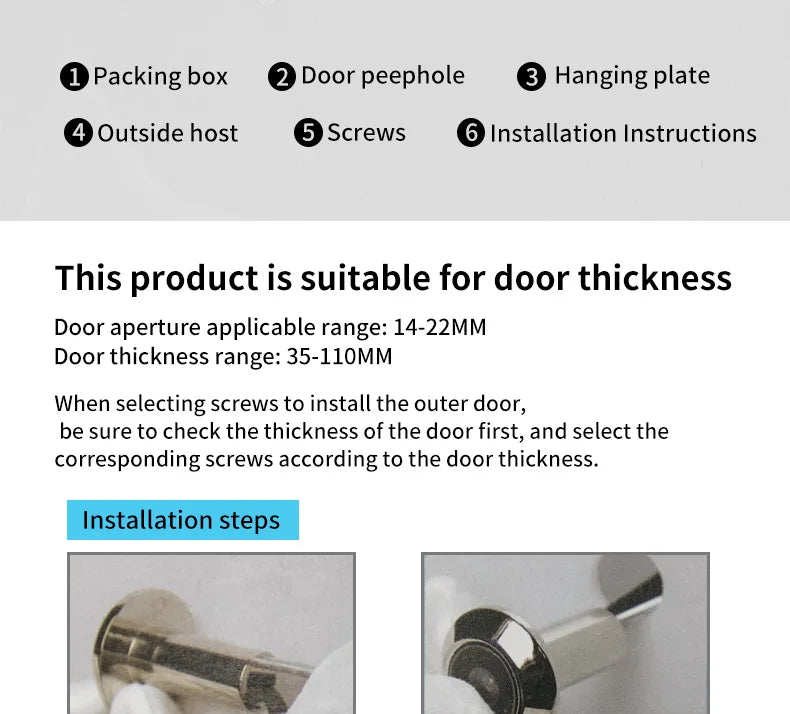 2.4" Smart Digital Door Viewer — 120° HD Security Camera, 240x320 Visual Doorbell, 300K Pixels