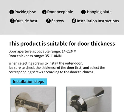 2.4" Smart Digital Door Viewer — 120° HD Security Camera, 240x320 Visual Doorbell, 300K Pixels