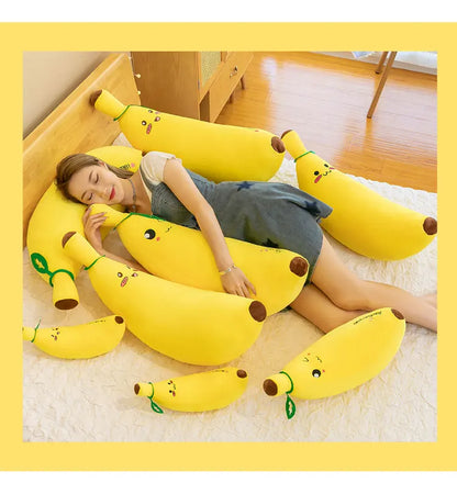 Banana Long Throw Pillow – Cute Super Soft Plush Leg Hug Doll for Bed, Perfect Girl Plush Toy