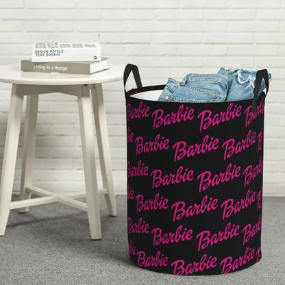 Custom Barbie Logo Laundry Basket – Collapsible Large Capacity Clothes Storage Bin, Disney Baby Hamper