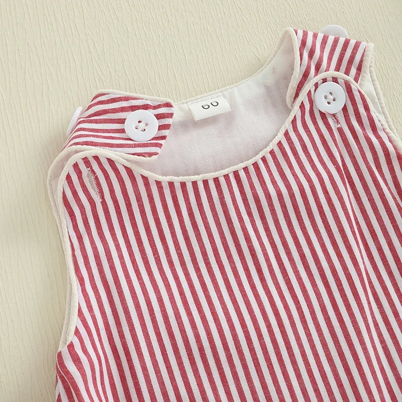 Infant Striped Sleeveless Romper - Baby Snap Closure Summer Jumpsuit