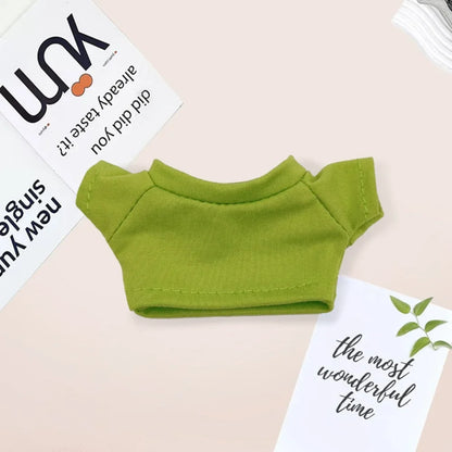 Cotton Short-Sleeve Labubu Doll Clothes – 14-17cm Solid Color T-Shirt Dress-Up Accessories for Plush DIY Toys
