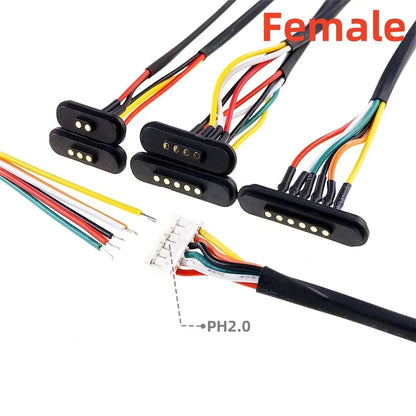 2A Waterproof Magnetic Pogo Pin Connector – 2.54mm Spring-Loaded DC Power Socket, 2-6 Positions