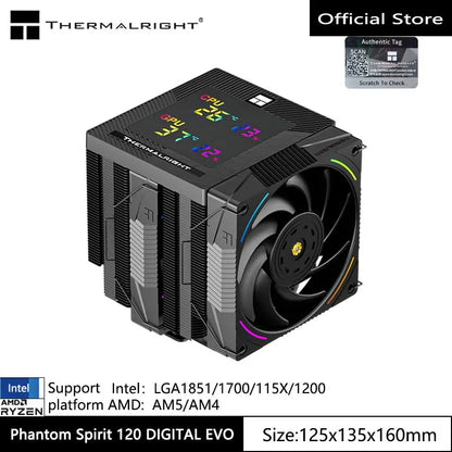 Thermalright Phantom Spirit 120 EVO CPU Air Cooler – 7 Heat Pipe Dual Tower Heat Sink Radiator for Intel LGA1700/115X & AMD AM5/AM4 High Performance Cooling Fan