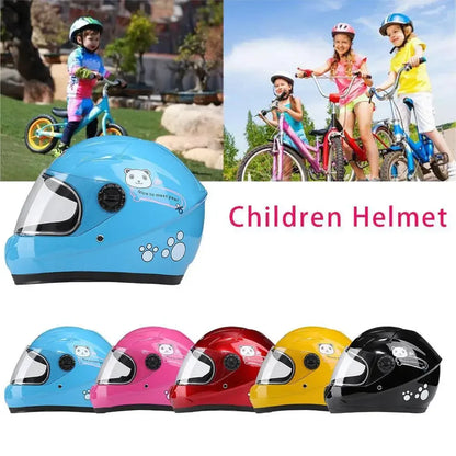 New Cute Children’s Full Face Helmet – Safety Bike & Motorcycle Helmet for Kids, Adjustable for Outdoor Sports, Four Seasons Protection
