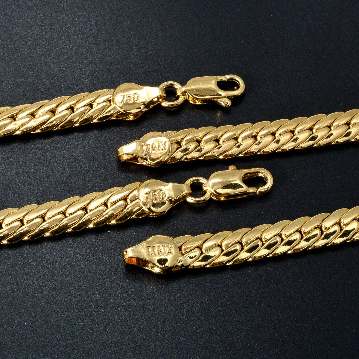 Sunny Jewelry Gold Plated Copper Snake Chain Necklace for Men & Women - Italy 750, High Quality for Daily Wear & Gifts