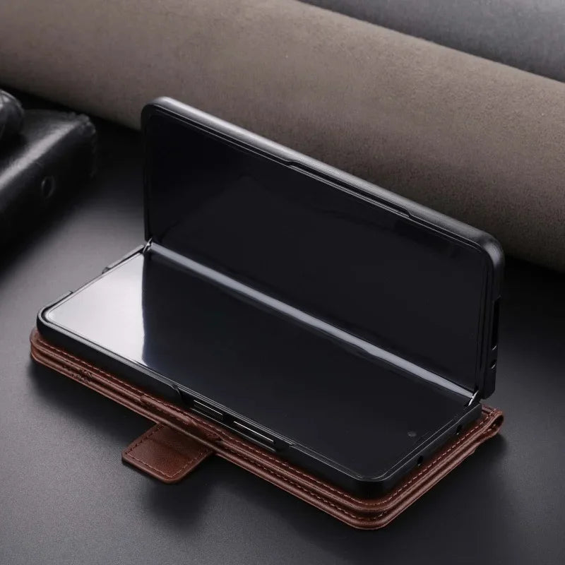 Phone Case for Samsung Galaxy Z Fold 6/5/4/3 — Fold6/5/4/3 5G Leather Wallet Card Holder Kickstand Shockproof Cover