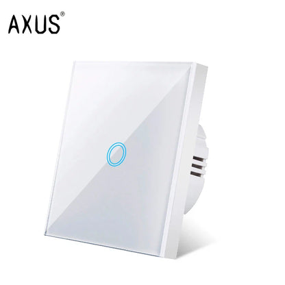 AXUS EU Touch Switch | AC100-240V LED Backlight Panel, Tempered Glass Wall Light Sensor Switch, 1/2/3 Gang