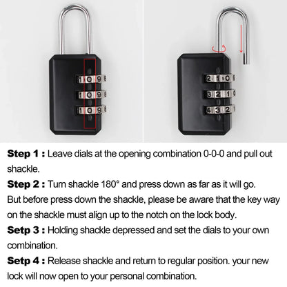 Small 3-Digit Combination Lock – Luggage, Backpack, Toolbox & Locker Padlock for Travel and Security