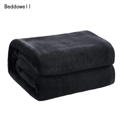 Spring & Winter Flannel Blanket – Soft, Fluffy Coral Fleece Sofa Cover & Bedspread, Solid Blue & Black Plush Blanket for Beds