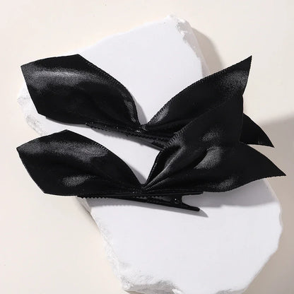 2pcs Black & White Ribbon Hair Bow Clips – Vintage Bowknot Side Hairpins, Cute Barrettes for Girls & Women, Headdress Accessories