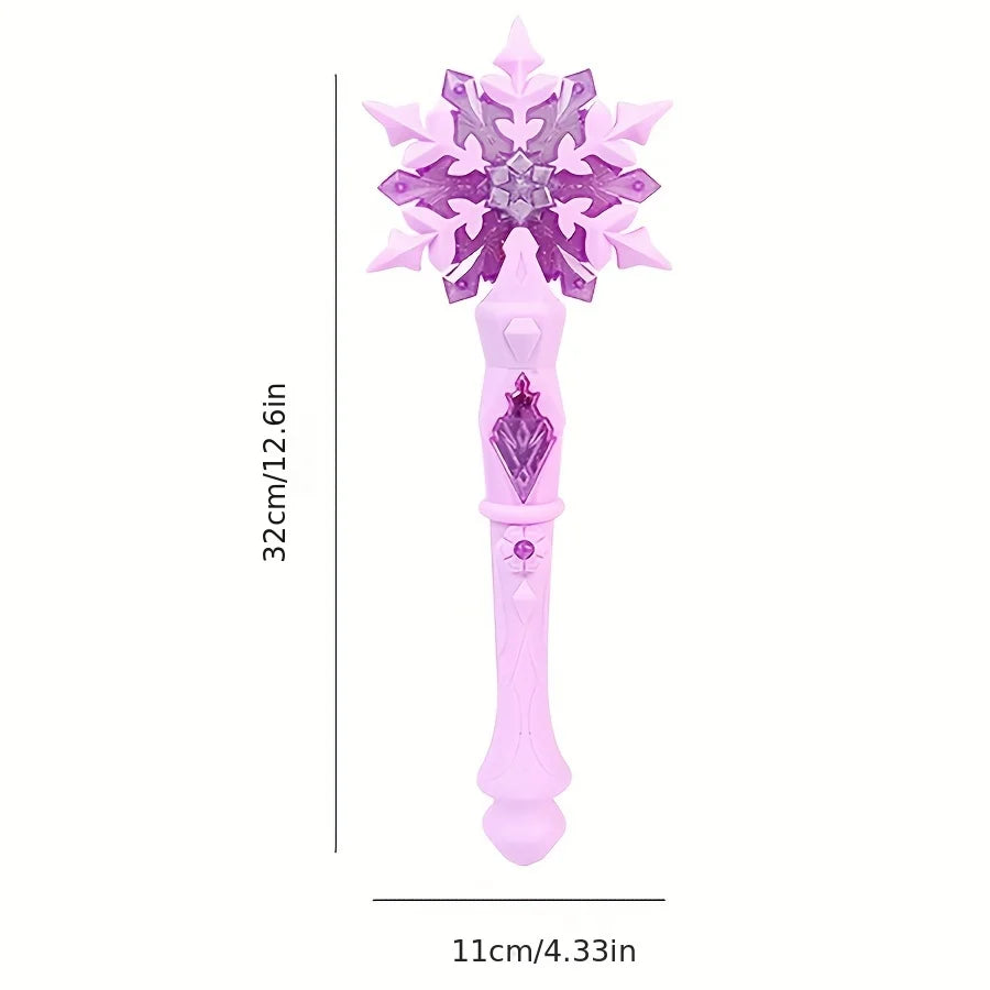 Princess Snow Wand Toy - Snowflake Light & Sound Stick for Kids, Glowing Fairy Wand for Girls, Christmas & Halloween Cosplay