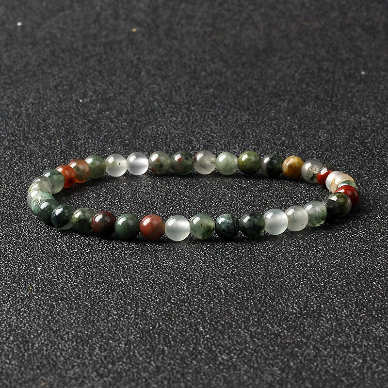 4mm Natural Stone Bead Stretch Bracelet for Men & Women – Agate Lava Handmade Reiki Crystal Jewelry