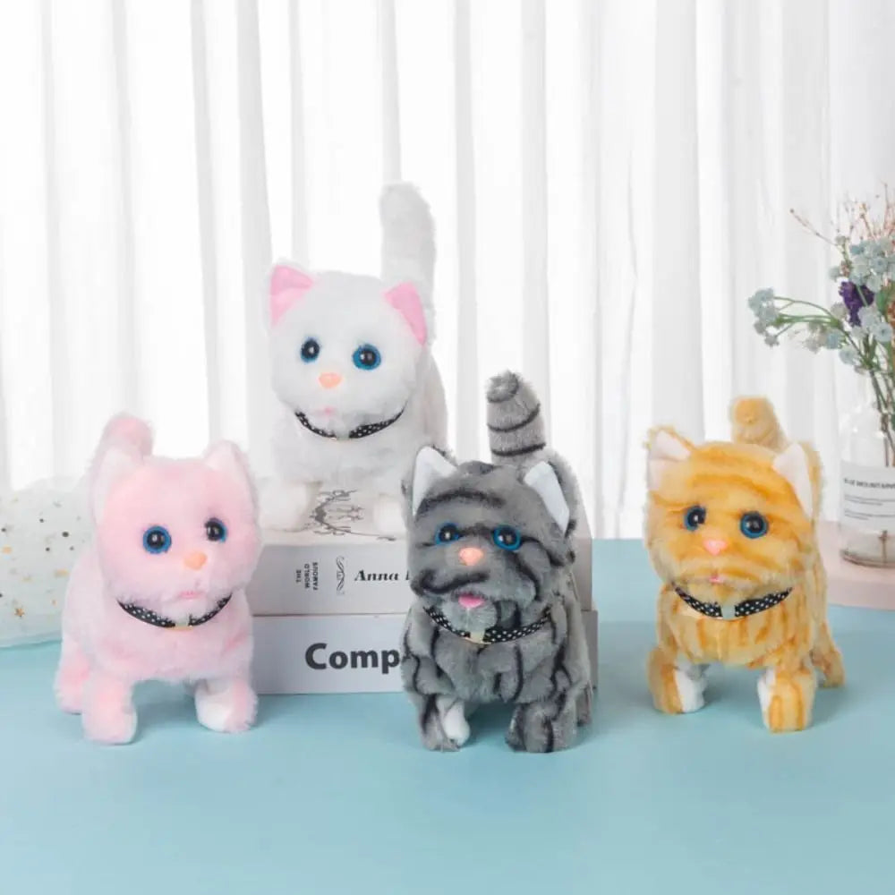 Electronic Voice Control Robot Cat Toy - Walking Plush Meowing Simulation for Kids
