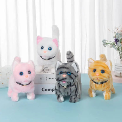 Electronic Voice Control Robot Cat Toy - Walking Plush Meowing Simulation for Kids