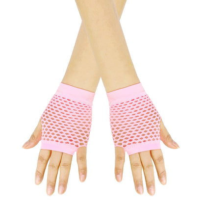 Solid Color Fingerless Mesh Gloves – Short Fishing, Party & Dance Gloves