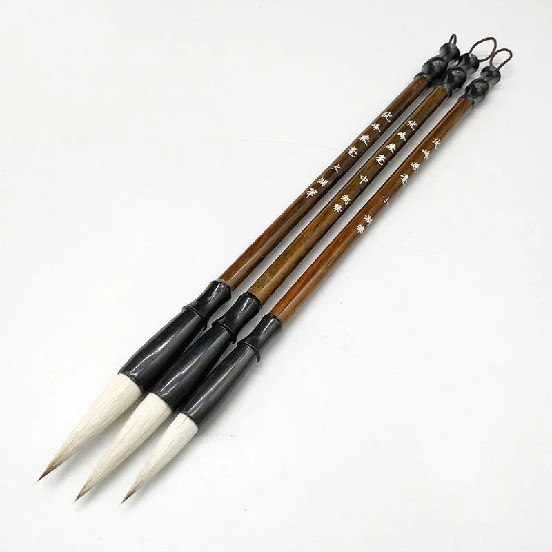 3/6Pcs Woolen Calligraphy Brush Set – Brown Weasel Hair Chinese & Japanese Art Pens for Office & School