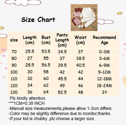 7 Colors Newborn Baby Clothes Set - Solid Long Sleeve Top & Pants, 2PCS Leisure Sport Outfit for Autumn & Winter