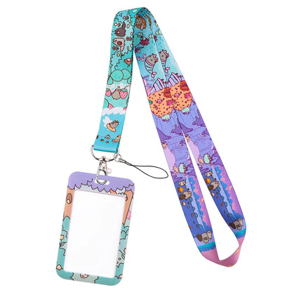 Cartoon Cat Lanyard Keychain – Multifunctional ID Card Badge Holder, Camera USB, Phone Neck Strap Accessories