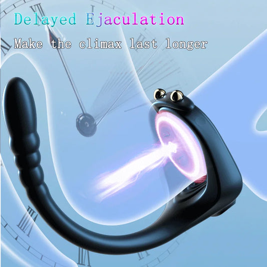 Adjustable Vibrating Penis Ring – Delayed Ejaculation, Enlargement, Prostate & Anal Massage Adult Male Sex Toy