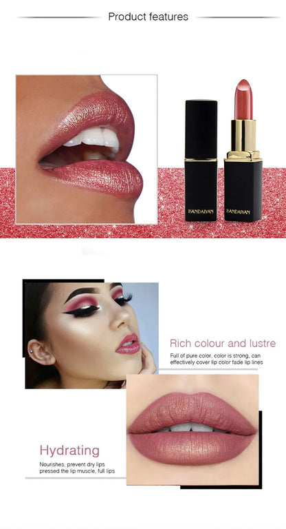 Handaiyan 9 Colors Lipstick – Glitter, Matte, Velvet, Nude, Shimmer, Sexy Red, Long-Lasting, Waterproof Professional Makeup