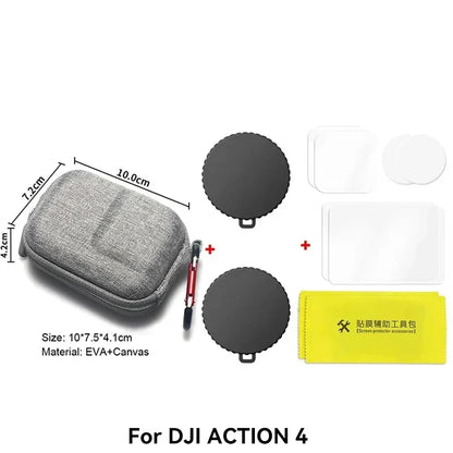 Silicone Camera Lens Dust Cover for DJI Osmo Action 4/5 Pro – Non-Slip Lens Protector with Tempered Film Accessory