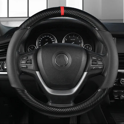 Fashion Universal Car Steering Wheel Cover — Breathable, Anti-Slip, 37-38cm Car Accessory