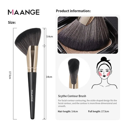 MAANGE Angled Blush & Bronzer Brush – Dense Premium Makeup Brush for Face Contouring & Highlighting, Ideal for Creams & Powders