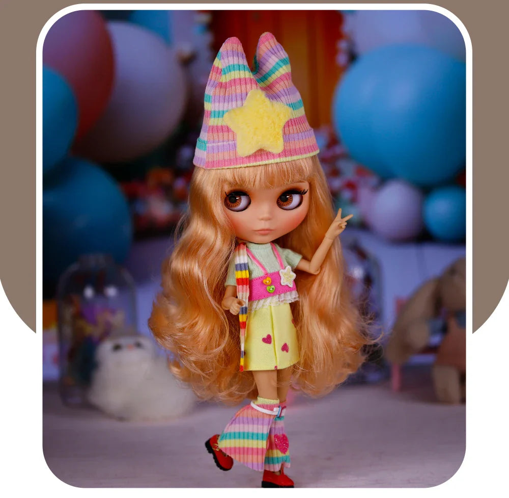 ICY DBS Blythe Doll – Tan Skin Matte Face with Eyebrows, 1/6 BJD Joint Body, Anime Christmas Gift