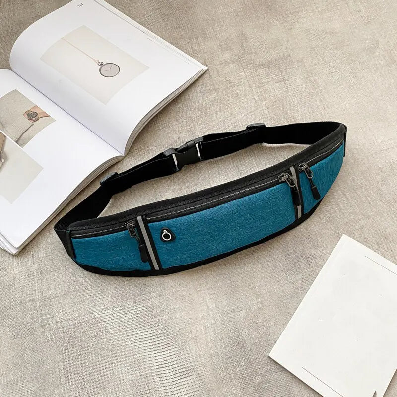 Waterproof Reflective Strip Waist Fanny Pack - Lightweight, Adjustable Elastic Straps - Ideal for Gym, Sports, and Running