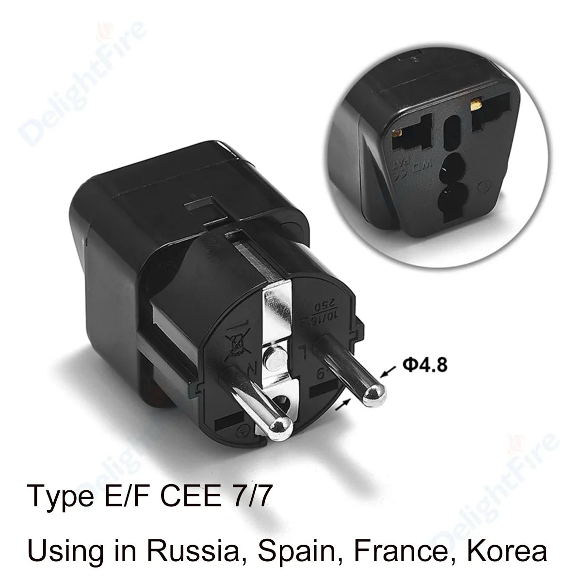 KR Plug Adapter – Multifunction Universal AU, UK, US to EU Type E/F Electrical Socket for France & Spain Travel