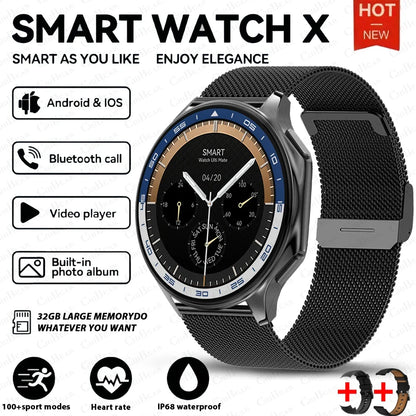 2024 OPPO Watch X Smartwatch — AMOLED 32GB, Waterproof, Bluetooth Call, TWS Music, 3D UI, Video Playback for Men