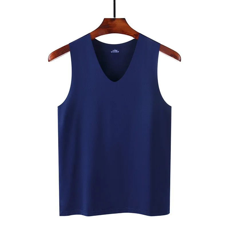 Men’s Silk Seamless Tank Top – Sleeveless Sport Vest Casual Gym Undershirt for Summer Comfort Wear