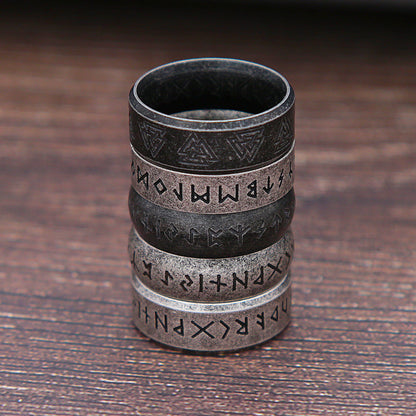 Fashion Retro Viking Rune Ring – 316L Stainless Steel Odin Letter Amulet, Couple Jewelry Gifts for Men & Women