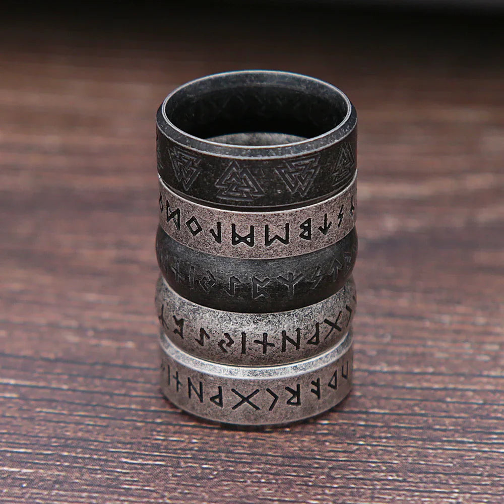 Fashion Retro Viking Rune Ring – 316L Stainless Steel Odin Letter Amulet, Couple Jewelry Gifts for Men & Women