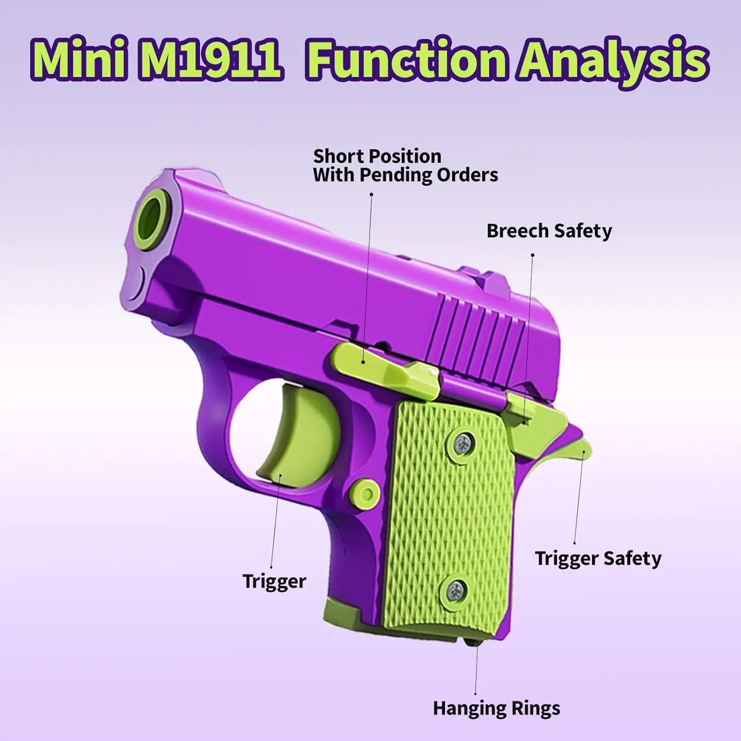 Mini 1911 Gravity Fidget Gun – ABS Plastic 3D Printed Stress Relief Toy for Boys and Kids Gift