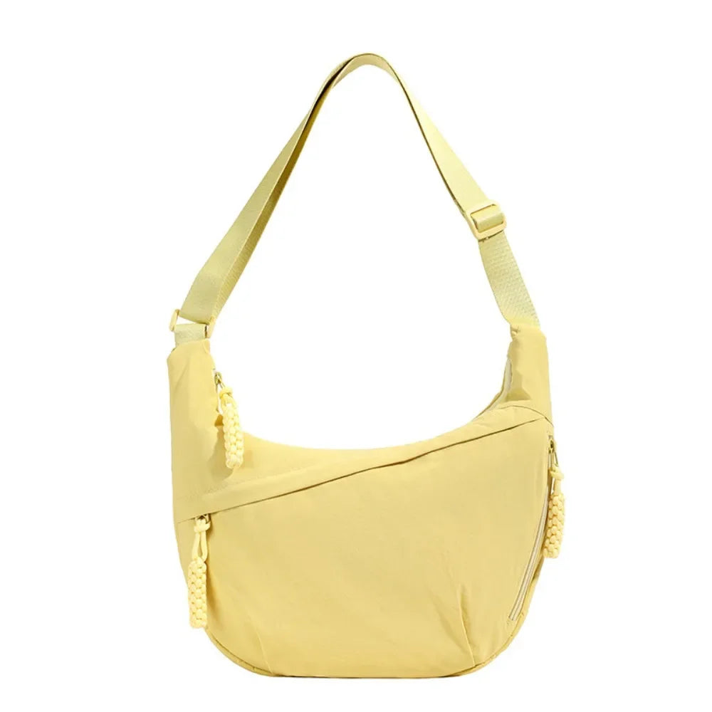 Women’s Casual Canvas Crossbody Bag – Large Capacity Lightweight  Hobo Shoulder Bag Solid Color Dumpling Bag
