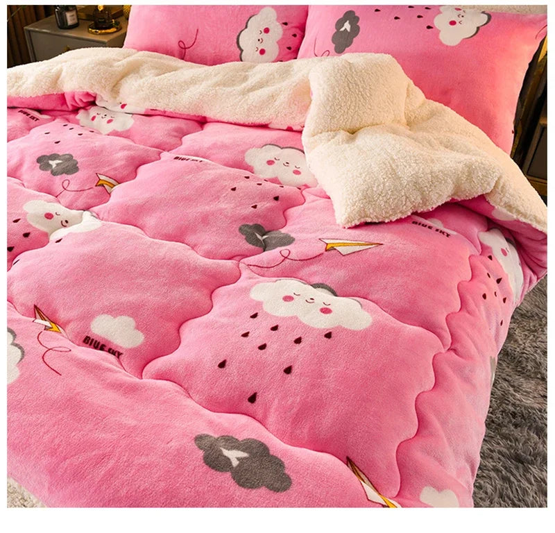 Super Thick Plaid Fleece Blanket – Soft, Warm, Fluffy Winter & Autumn Comforter Quilt