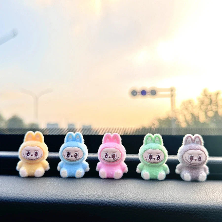 1/9PCS Labubu Cartoon Mini Flocking Doll Pendant – Cute DIY Kawaii Toy Gift Accessories