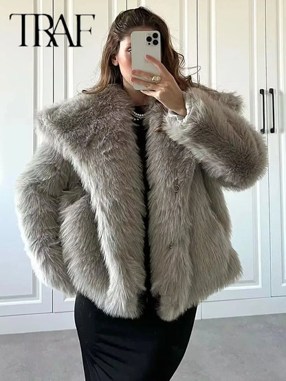TRAF Sequin Woven Jacket for Women – Loose Fit, Stand Collar, Long Sleeve, Chic Autumn & Winter Outerwear 2023