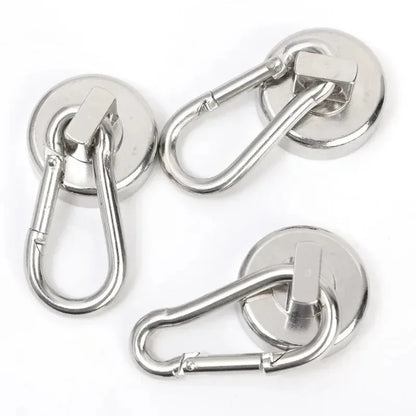 4/1pcs Strong Neodymium Magnetic Hooks — 360° Rotating Carabiner Keychain Ring for Home, Kitchen & Bathroom Hanging