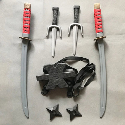 1:1 Ninja Set Halloween Japanese Samurai Cosplay Toy Knife Dagger Dart Model Gift for Kids