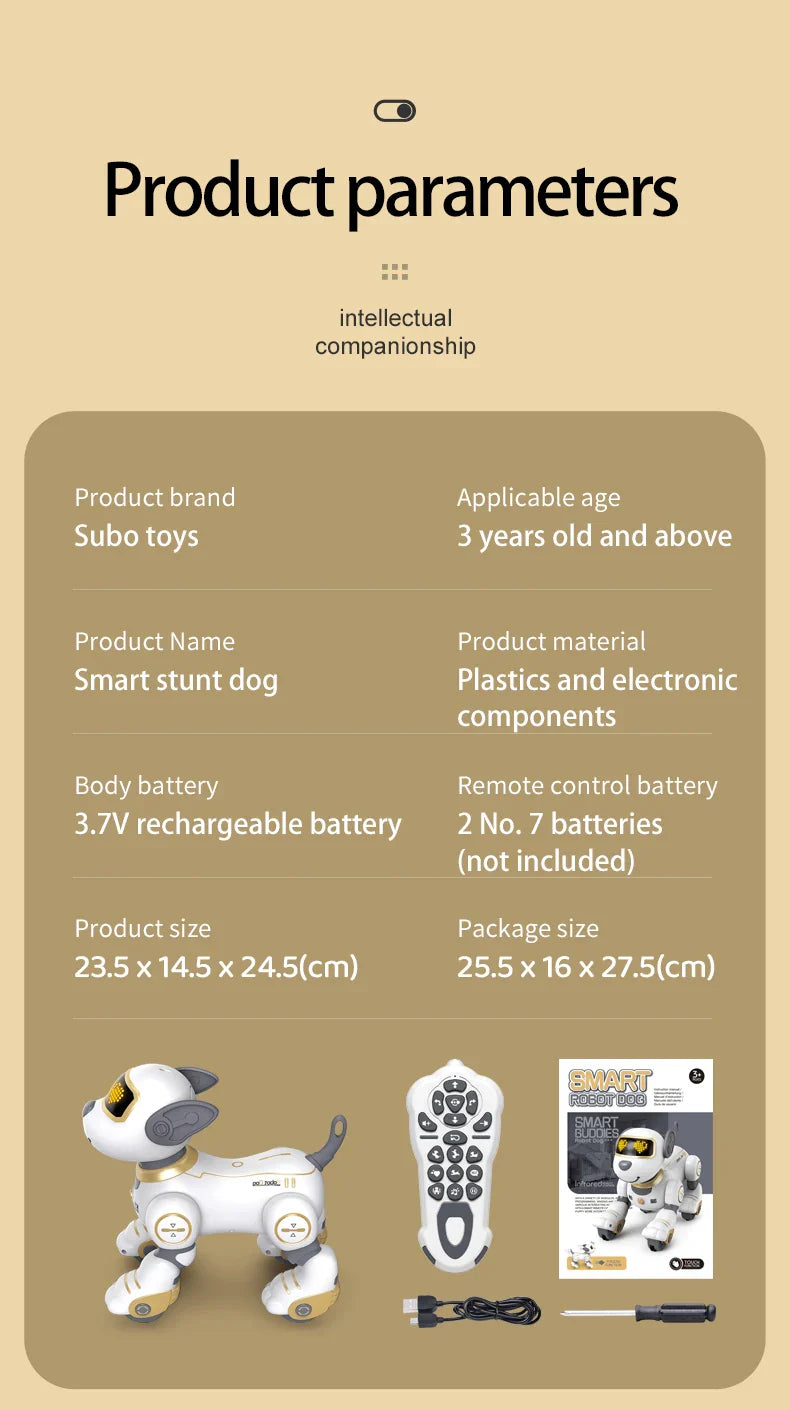 Funny RC Robot Dog – Programmable Electronic Stunt Dog with Voice Command, Touch Sensor & Music, Toy Gift for Kids