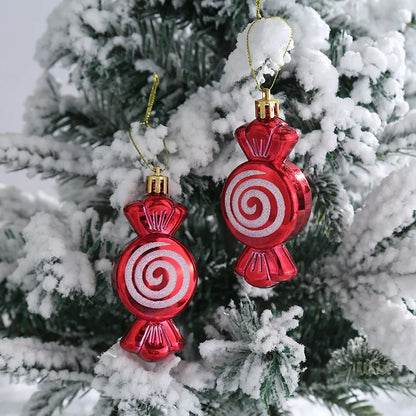 Christmas Tree Hanging Ornament – Red & White Candy Cane Pendant for Xmas, Home Decor & New Year 2024