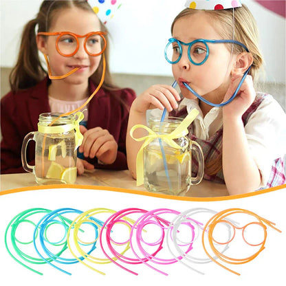 Straw Glasses - Funny Soft PVC Flexible Drinking Straws for Kids Party and Bar Supplies, Creative Toy and Accessories