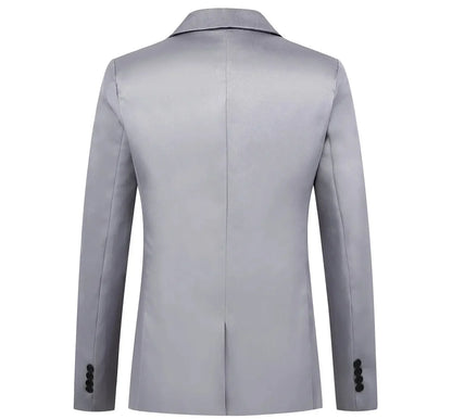 Men’s Casual Business Slim Fit Suit Jacket — Trendy Autumn Single-Button Formal Blouse, Non-Iron Solid Color