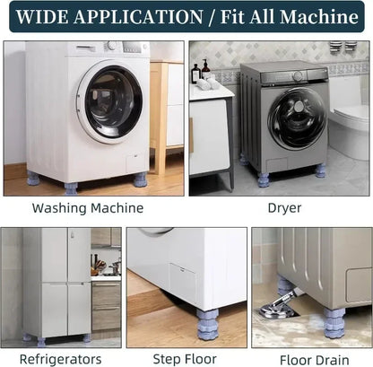 4PCS Universal Adjustable Washing Machine & Refrigerator Foot Pads – Anti-Vibration Non-Slip Stabilizer